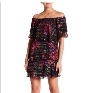 Trina Turk Black and Pink off shoulder Dress